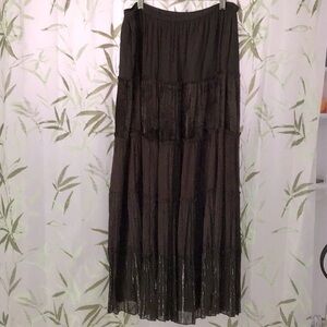 Elegant Chico’s dark brown Tiered Skirt.  Size 1 (10-12)